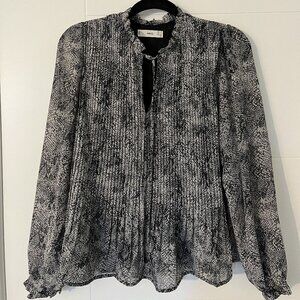 MANGO Skin Print Blouse | Black & White | Size XS